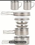 8-Piece Stainless Steel Camping Cookware Set