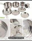 8-Piece Stainless Steel Camping Cookware Set