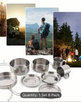 8-Piece Stainless Steel Camping Cookware Set