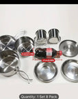 8-Piece Stainless Steel Camping Cookware Set
