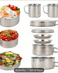 8-Piece Stainless Steel Camping Cookware Set
