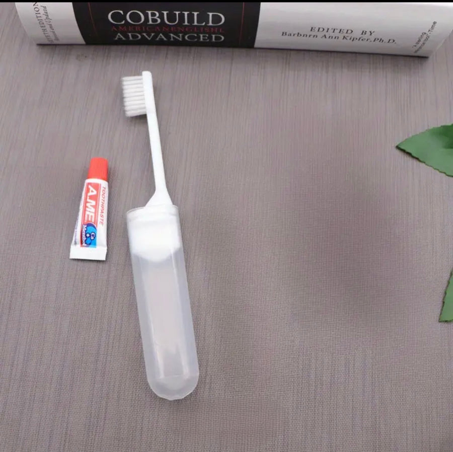 🪥 Portable Folding Toothbrush with Toothpaste – Travel-Ready Clean 🌍✨