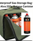 CoreFit Butane Fuel Bundle – Waterproof Gas Storage Bag + 6 x Alva 220g Butane Canisters