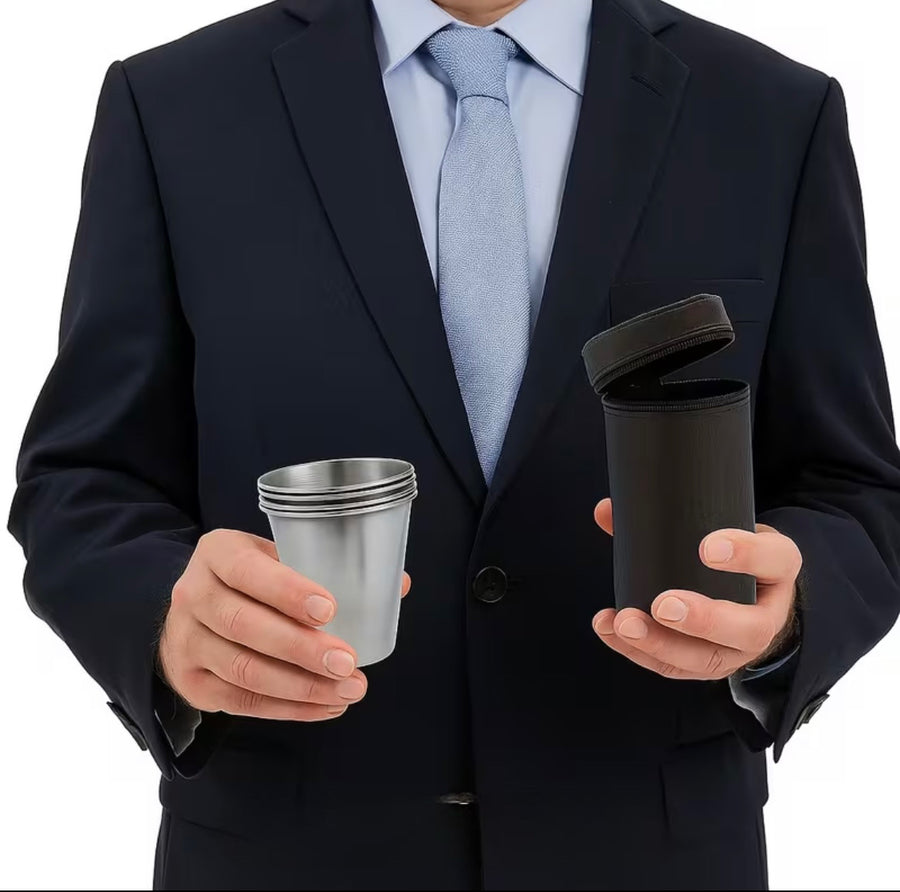 Stainless Steel Shot Glass Set with Carry Bag –  170ml