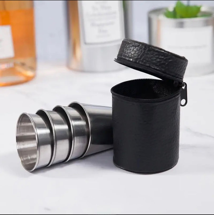 Stainless Steel Shot Glass Set with Carry Bag –  170ml