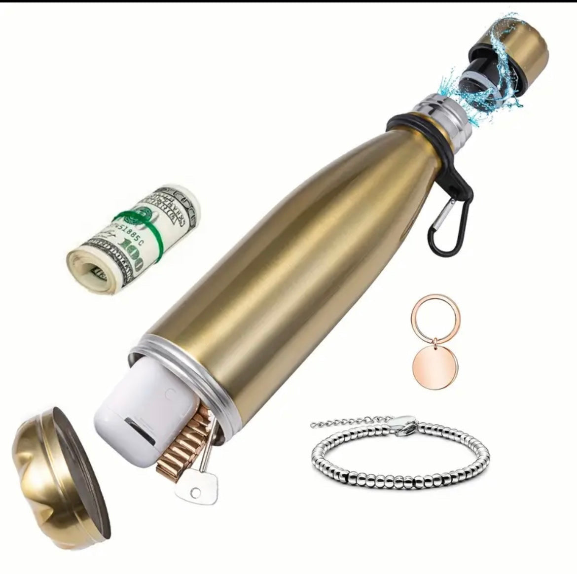 Store Cash, Jewelry of other items in Stealth Hydration Bottle
