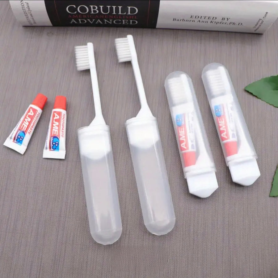 🪥 Portable Folding Toothbrush with Toothpaste – Travel-Ready Clean 🌍✨