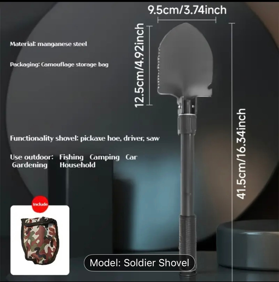 Folding Camping Shovel with Compass – Multi-Tool Power