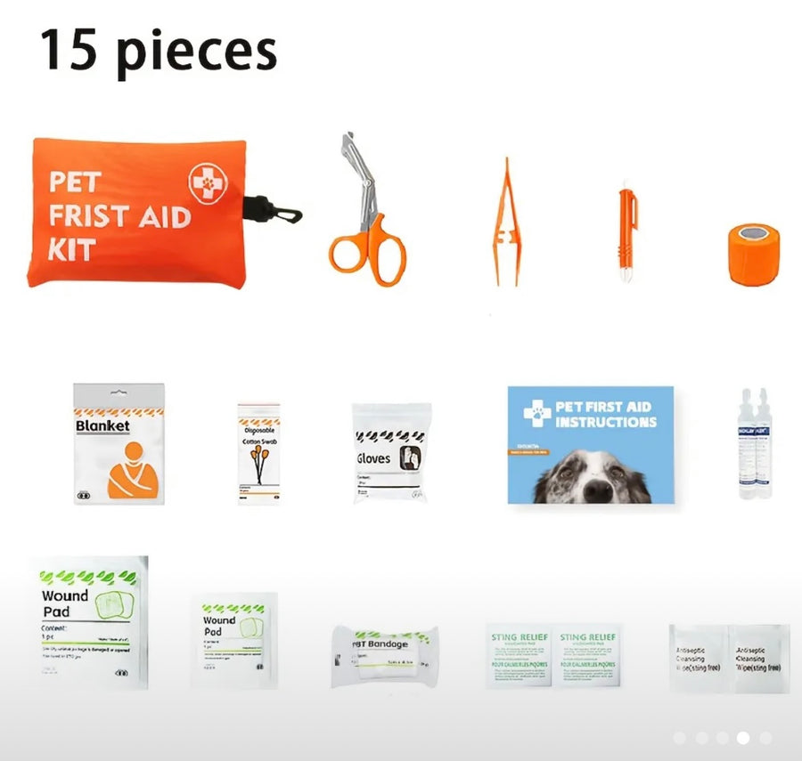 15pcs Pet First Aid Kit. Ideal for preppers!