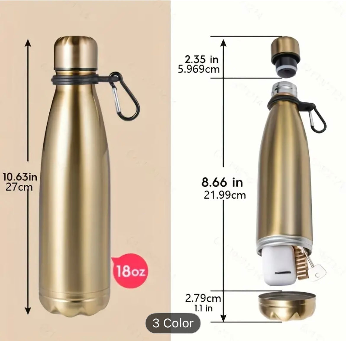 Store Cash, Jewelry of other items in Stealth Hydration Bottle