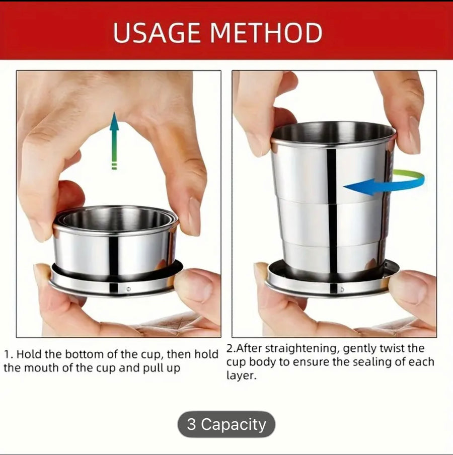 Stainless Steel Collapsible Travel Cup – 150ml / 250ml
