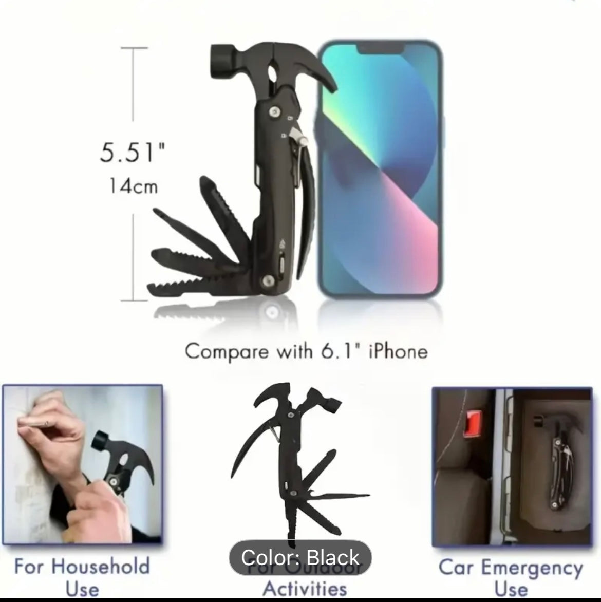 12-in-1 Multifunctional Survival Hammer