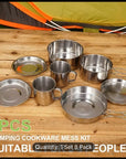 8-Piece Stainless Steel Camping Cookware Set
