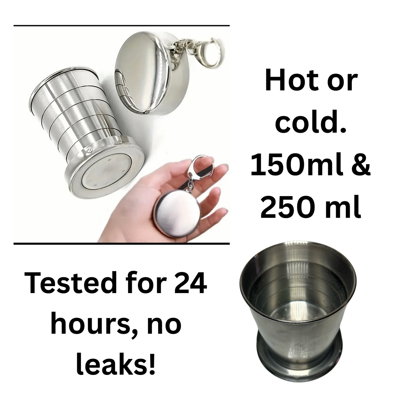 Stainless Steel Collapsible Travel Cup – 150ml / 250ml