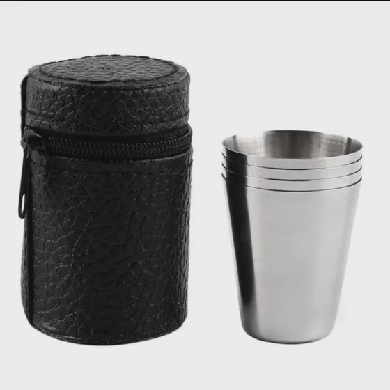 Stainless Steel Shot Glass Set with Carry Bag –  170ml